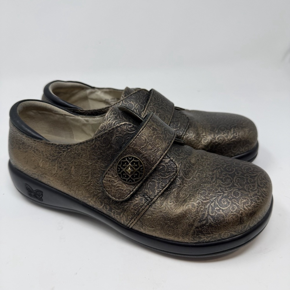 Alegria‎ Joleen 253 Brown Tooled Leather Shoes Non Slip Clogs EUR 39| US 39